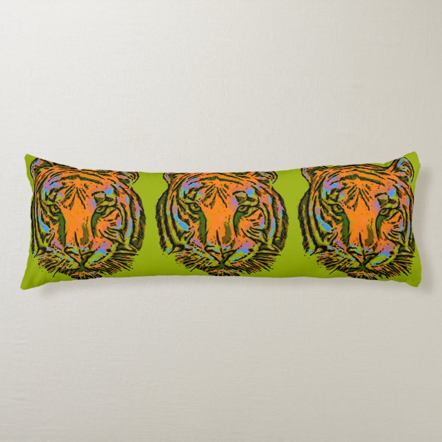 Pop Art TIGER HEAD + your backgr. & ideas Body Cushion (Front)