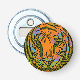 Pop Art TIGER HEAD + your backgr. & ideas Bottle Opener