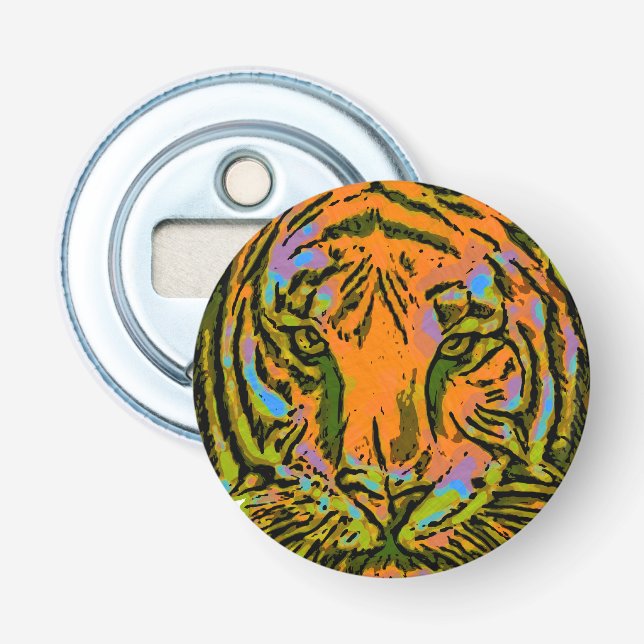 Pop Art TIGER HEAD + your backgr. & ideas Bottle Opener (Front)