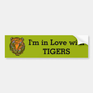 Pop Art TIGER HEAD + your backgr. & ideas Bumper Sticker