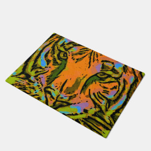 Pop Art TIGER HEAD + your backgr. & ideas Doormat