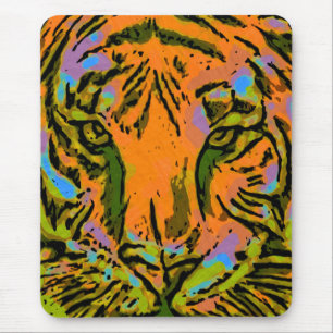 Pop Art TIGER HEAD + your backgr. & ideas Mouse Mat