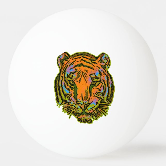 Pop Art TIGER HEAD + your backgr. & ideas Ping Pong Ball (Front)