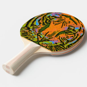 Pop Art TIGER HEAD + your backgr. & ideas Ping Pong Paddle