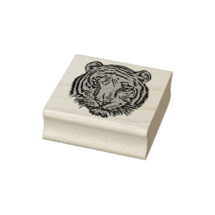 Pop Art TIGER HEAD + your backgr. & ideas Rubber Stamp