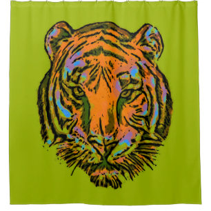 Pop Art TIGER HEAD + your backgr. & ideas Shower Curtain