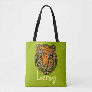 Pop Art TIGER HEAD + your backgr. & ideas Tote Bag