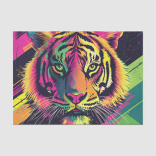 Pop Art Tiger Illustration with Neon Colors Tissue Paper