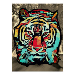 Pop art Tiger Sepia Background Poster