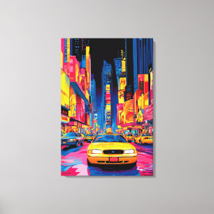 Pop Art Times Square with Iconic Yellow Taxis Canvas Print