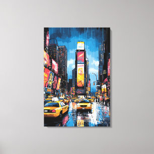 Pop Art Times Square with Yellow Taxis Canvas Print