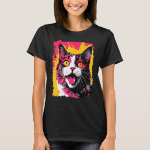 Pop Art Tortoiseshell Cat Pink T-Shirt
