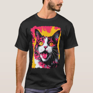 Pop Art Tortoiseshell Cat Pink T-Shirt