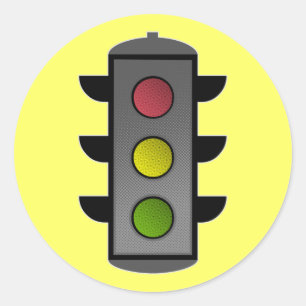 Pop Art Traffic Light Classic Round Sticker