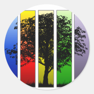 Pop Art Tree Classic Round Sticker