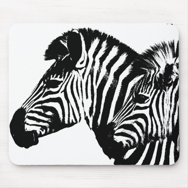 Pop Art Trendy Template Zebras Animals Black White Mouse Mat (Front)