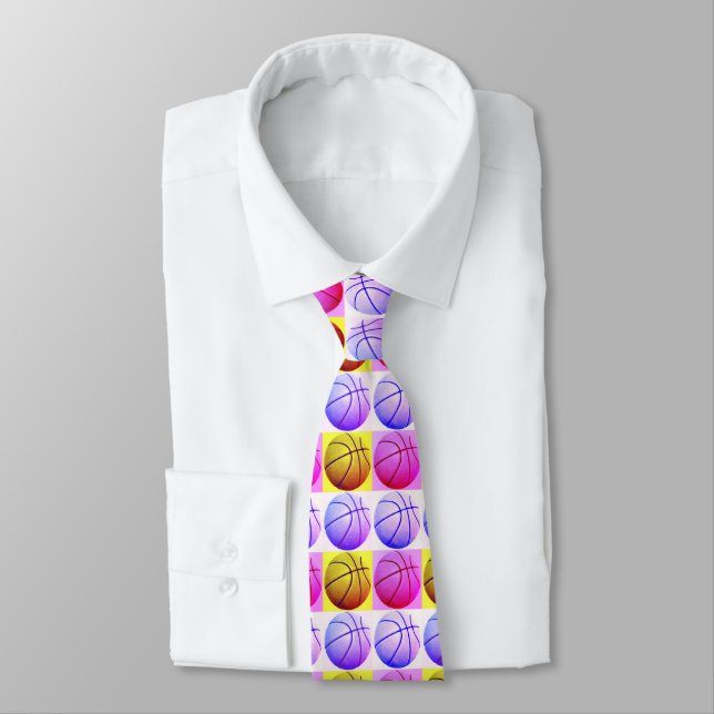Pop Art Trendy Unique Modern Basketball Tie (Tied)