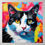 Pop Art Tuxedo Cat Poster<br><div class="desc">A collection of expressive pop art cats</div>