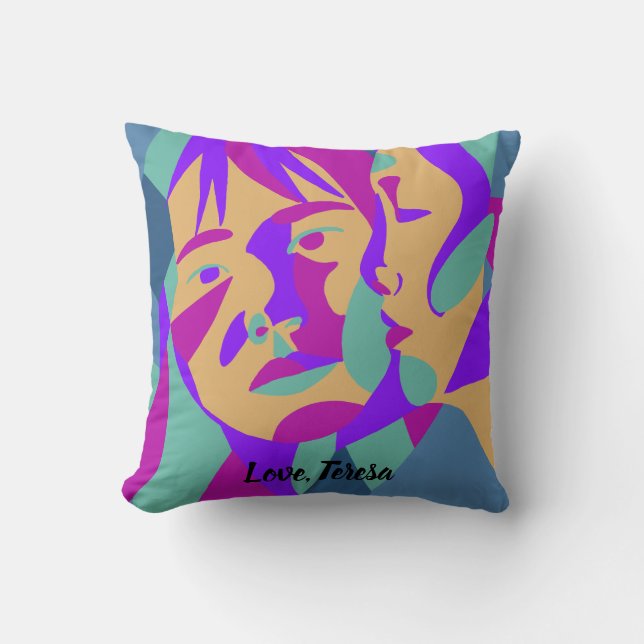 Pop Art | Two Women | Rumi Love Quote Cushion (Front)