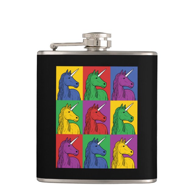 Pop Art Unicorn Hip Flask (Front)