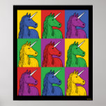 Pop Art Unicorn Poster<br><div class="desc">"Pop Art Unicorn" art graphic designed by bCreative shows an iconic unicorn head in a nine panel pop art piece! This makes a great gift for family, friends, or a treat for yourself! This funny graphic is a great addition to anyone's style. bCreative is a leading creator and licensor of...</div>