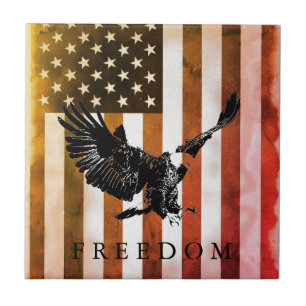Pop Art US Flag Freedom Eagle Landing Tile
