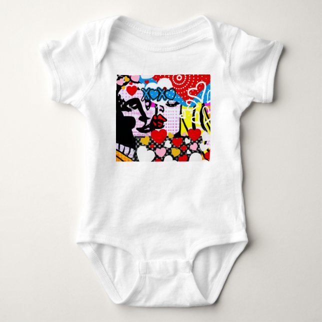 Pop Art Valentine Baby Bodysuit (Front)
