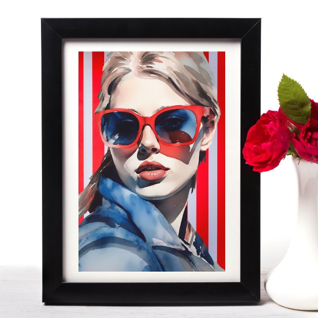 Pop Art Vintage Beautiful Girl with Sunglasses  Poster (Creator Uploaded)