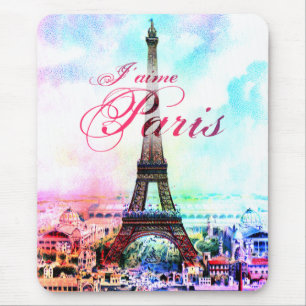 Pop Art Vintage Eiffel Tower Mouse Mat