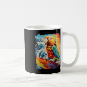Pop Art Vintage Pet Bird Parrot Surfing  Coffee Mug
