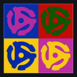 Pop Art Vinyl Record 45 RPM Audiophile Poster<br><div class="desc">Colourful retro vintage style pop art poster gift for vinyl record collectors,  audiophiles and turntable DJs. Music fans will love the throwback 70s and 80s pop art design.
Graphic of four bright and colourful 45 RPM plastic record inserts in a retro classic pop art style.</div>