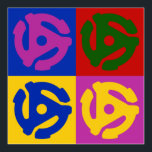 Pop Art Vinyl Record 45 RPM Audiophile Poster<br><div class="desc">Colourful retro vintage style pop art poster gift for vinyl record collectors,  audiophiles and turntable DJs. Music fans will love the throwback 70s and 80s pop art design.
Graphic of four bright and colourful 45 RPM plastic record inserts in a retro classic pop art style.</div>