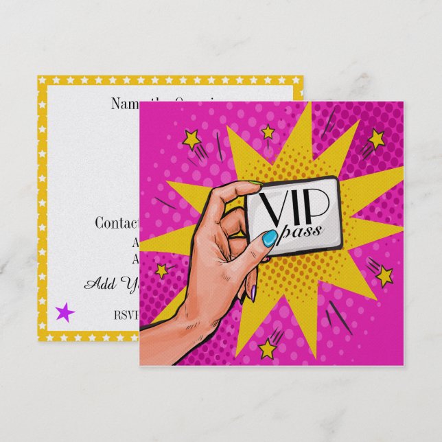 Pop Art VIP Invitation (Front/Back)