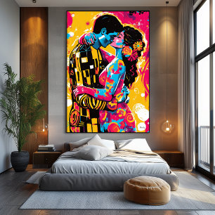 Pop Art Vision of The Kiss Canvas Print