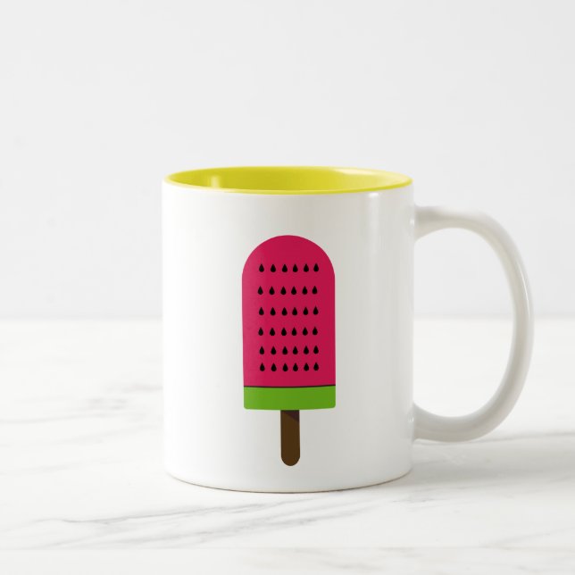 Pop Art watermelon cute fruit popsicle Two-Tone Coffee Mug (Right)