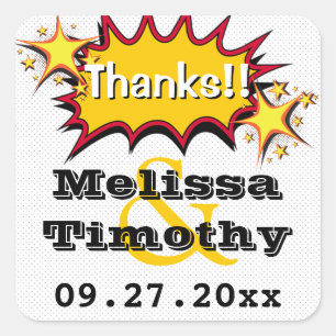 Pop Art Wedding Favour Sticker