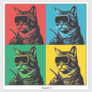 Pop Art Welding Cat Sticker – Cool Retro Welder Ca