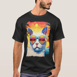 Pop Art White Cat Hawaiian T-Shirt