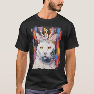 Pop Art White Cat King Queen T-Shirt