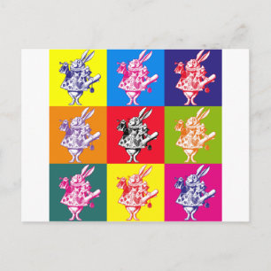 Pop Art White Rabbit Postcard