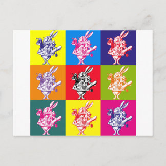 Pop Art White Rabbit Postcard