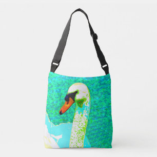 Pop Art White Swan Head Crossbody Bag