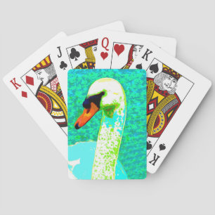 Pop Art White Swan Head Playing Cards
