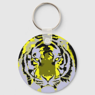 Pop Art Wild Tiger Look Key Ring