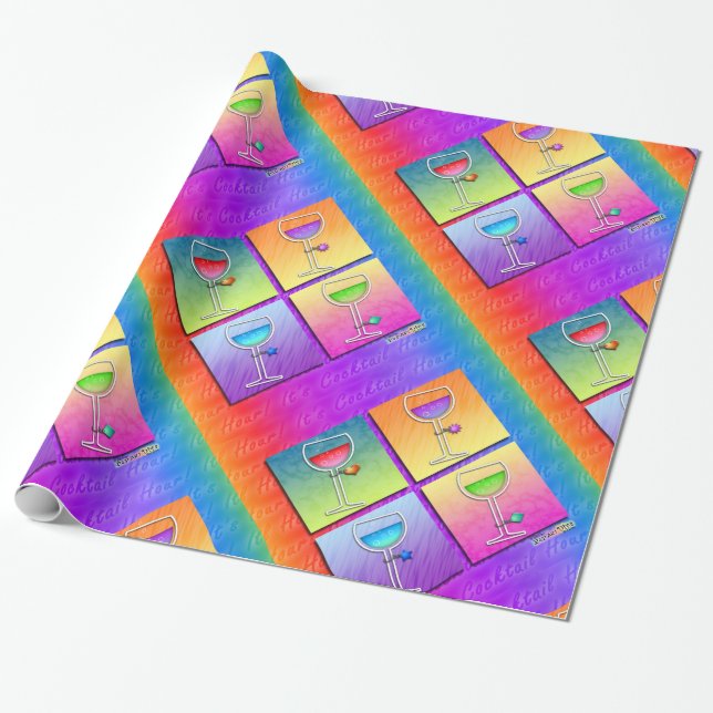 Pop Art WINE GLASS WRAPPING PAPER (Unrolled)