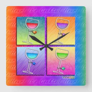 Pop Art WINE SQUARE WALL CLOCK