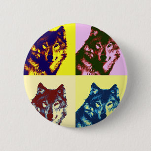 Pop Art Wolf 6 Cm Round Badge