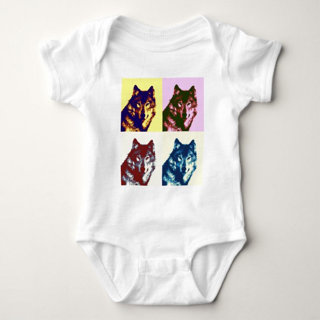 Pop Art Wolf Baby Bodysuit (Front)