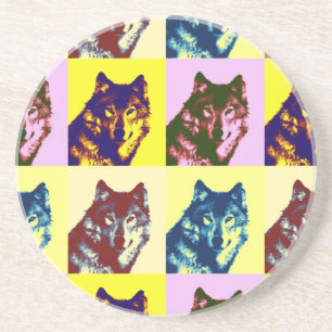 Pop Art Wolf Coaster