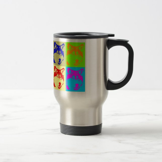 Pop Art Wolf Eyes Travel Mug (Right)